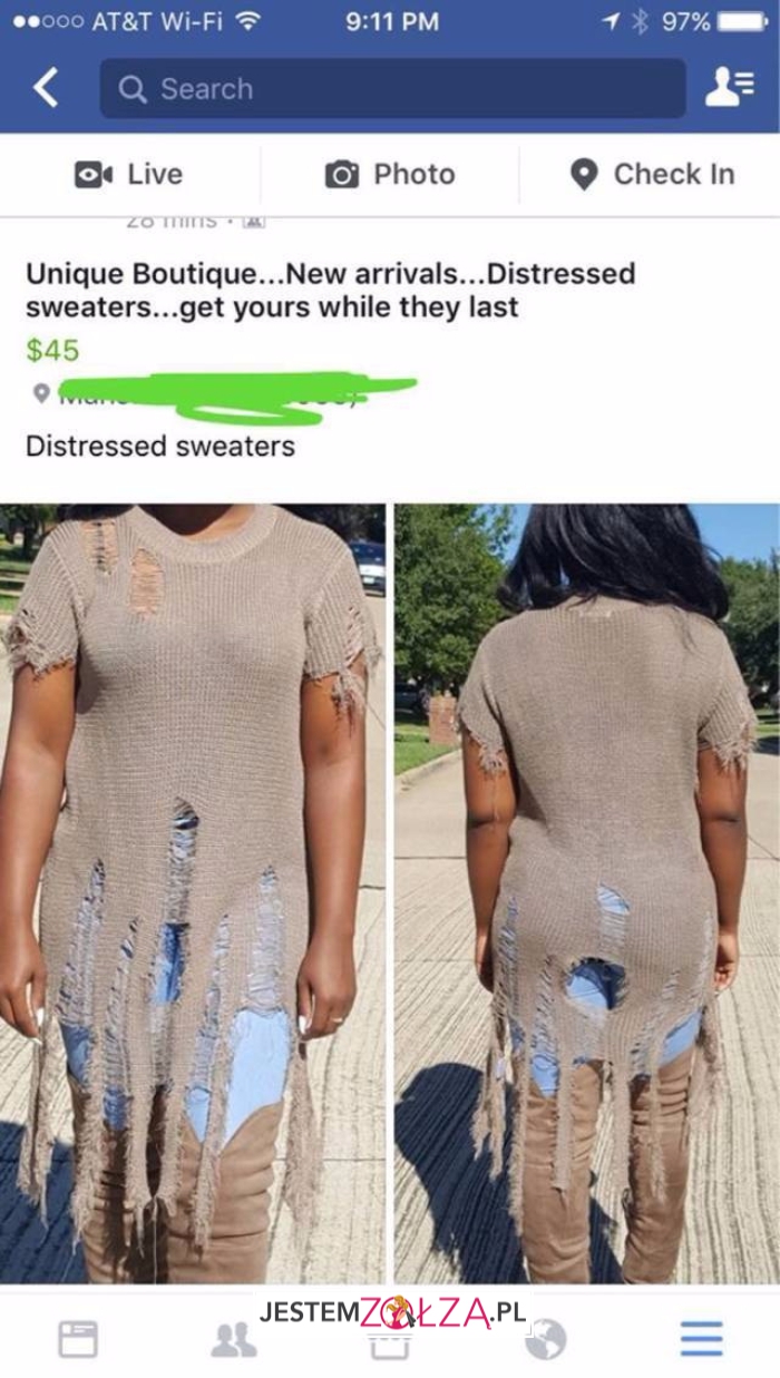 Sweterek za 45 dolarów