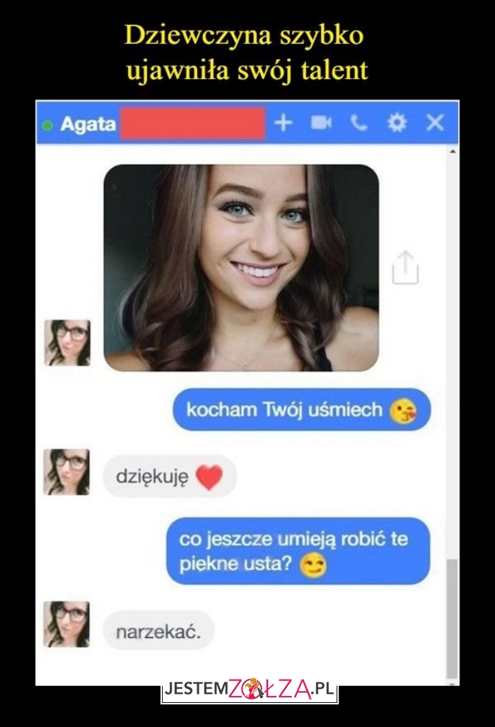 Ujawnia swój talent