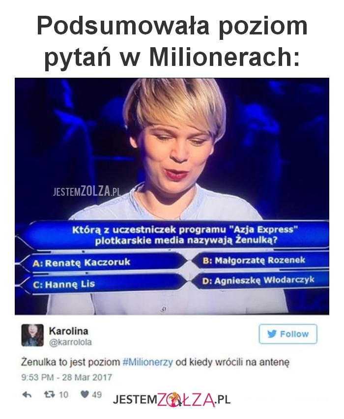 Podsumowała poziom