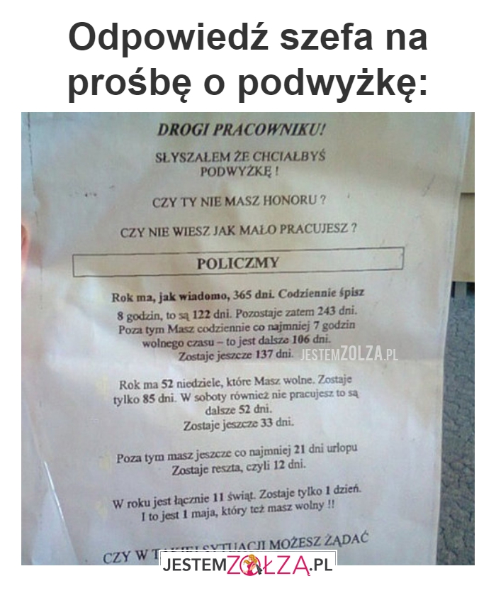 Odpowiedź szefa 