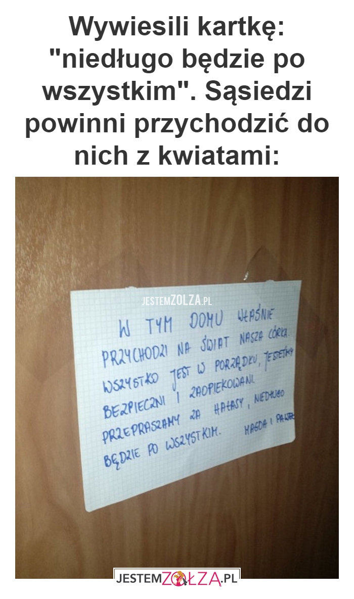 Wywiesili kartkę