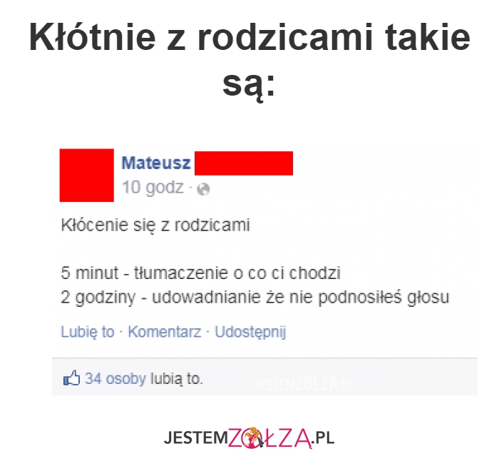 Kłótnie z rodzicami 