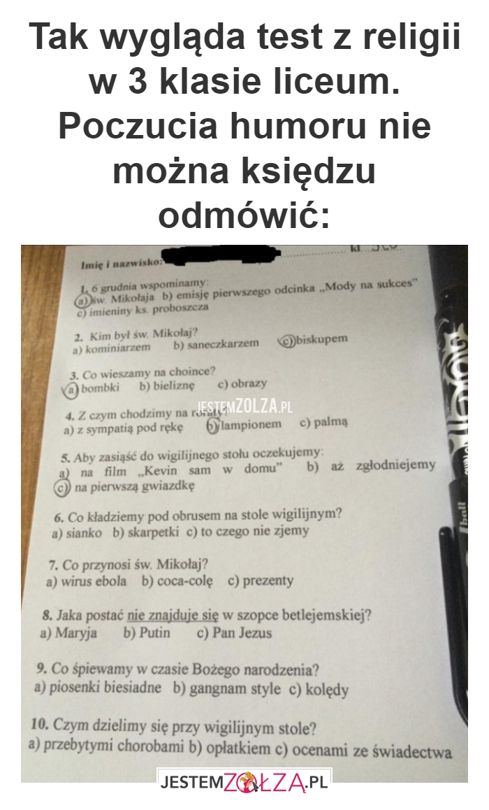 Tak wygląda test 
