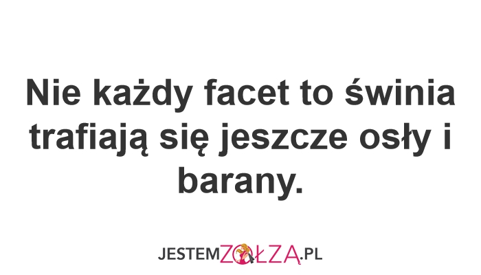 Nie każdy facet to świnia trafiają się jeszcze osły i barany.