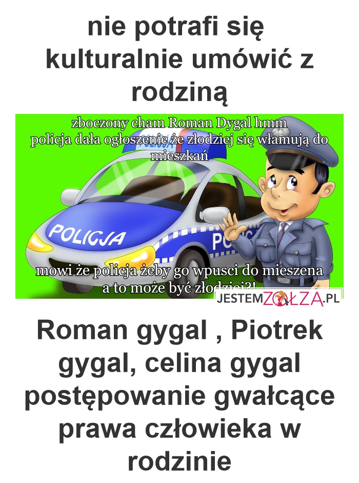 Roman gygal , Piotrek gygal, celina gygal postępowanie gwałcące prawa człowieka w rodzinie