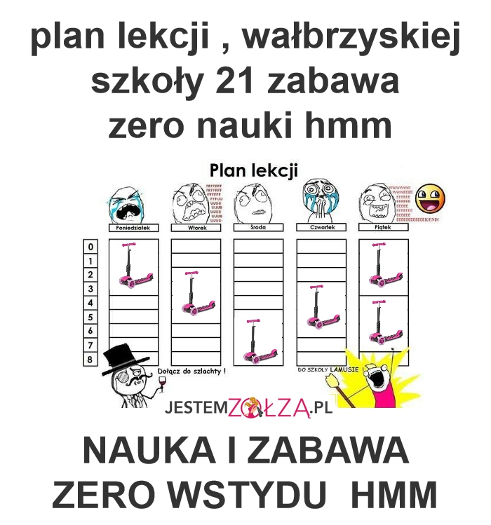 plan lekcji , wałbrzyskiej szkoły 21 zabawa zero nauki hmm