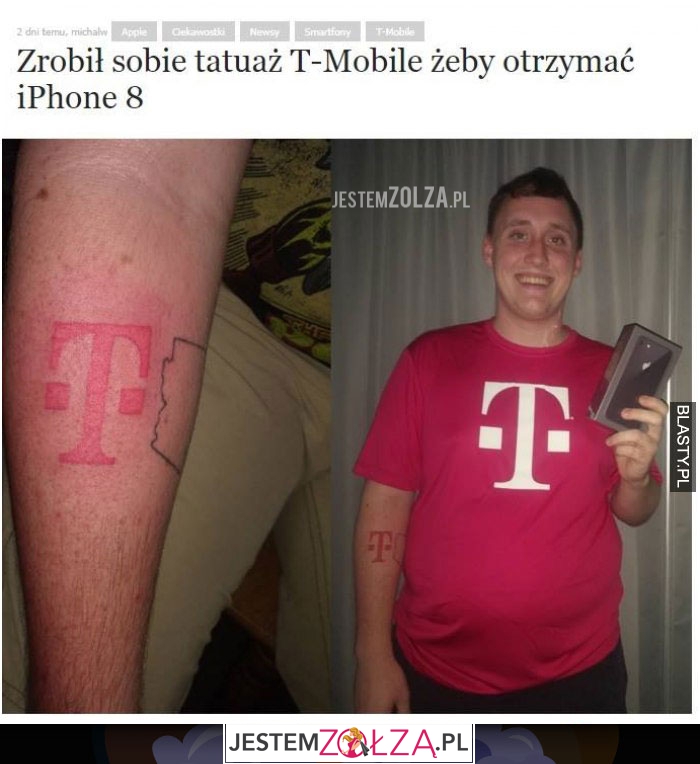 Zrobił sobie tatuaż T-mobile żeby otrzymać iphone 8